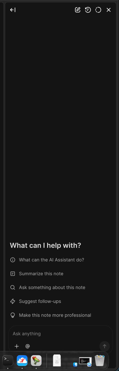 AI command menu with suggested actions