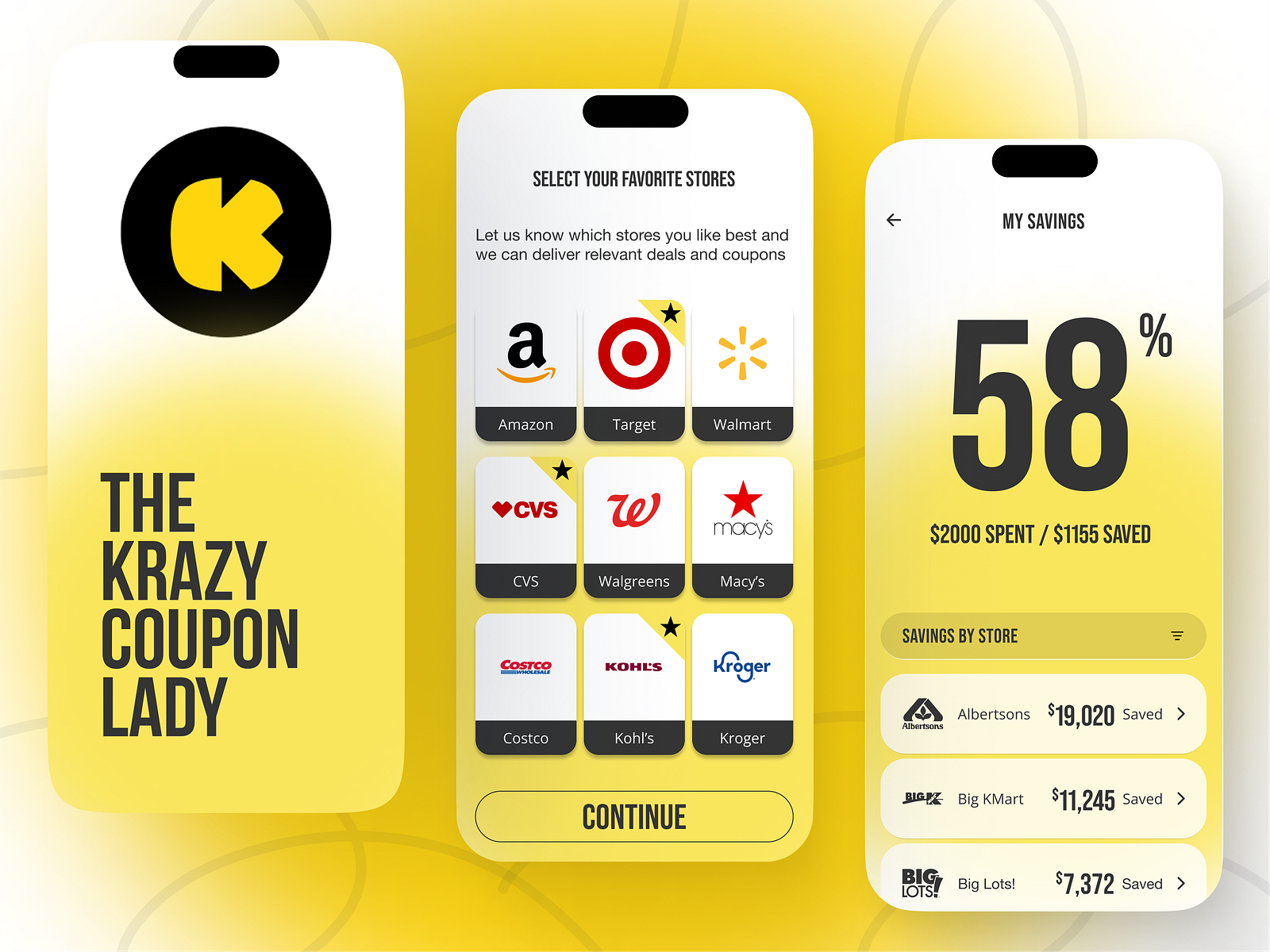The Krazy Coupon Lady — e-commerce app design by DesignX